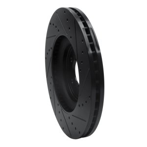 Jaguar F-Type Brake Rotor (1) - Front Left - R1 Concepts - Drilled & Slotted - Black - `06-`21